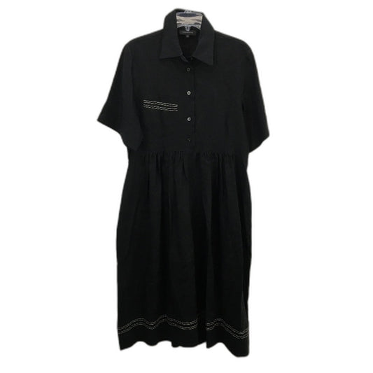 Lee Mathews Black Linen Collared Shortsleeve Midi Dress Ladies Size 3