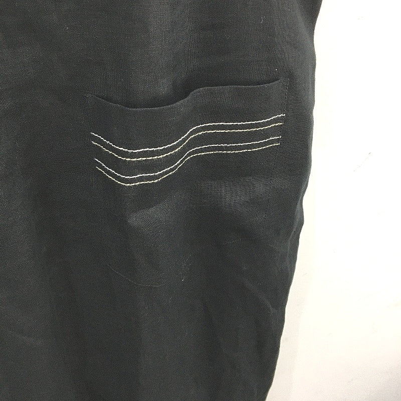 Lee Mathews Black Linen Collared Shortsleeve Midi Dress Ladies Size 3