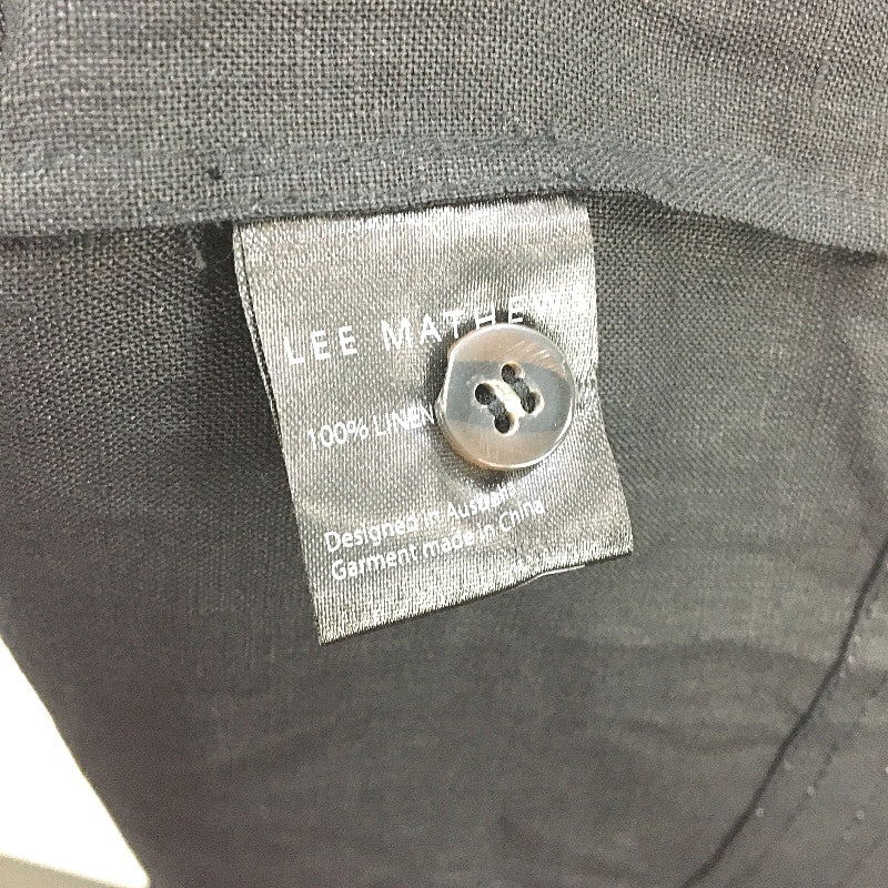 Lee Mathews Black Linen Collared Shortsleeve Midi Dress Ladies Size 3