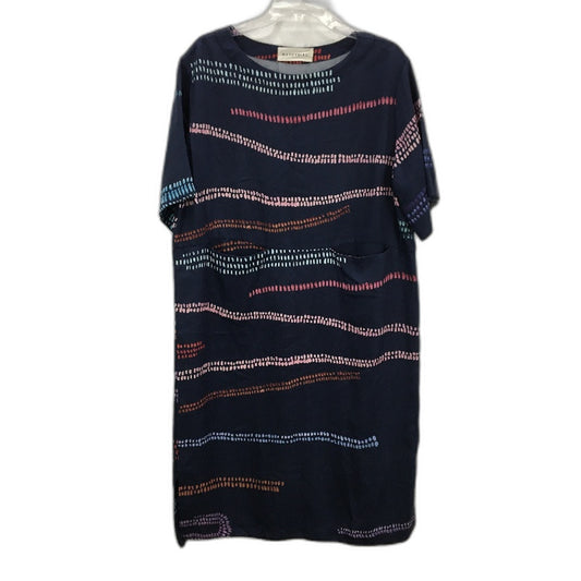 Nancy Bird Navy Blue Shortsleeve Stripe Pocketed Shift Dress Ladies Size Medium