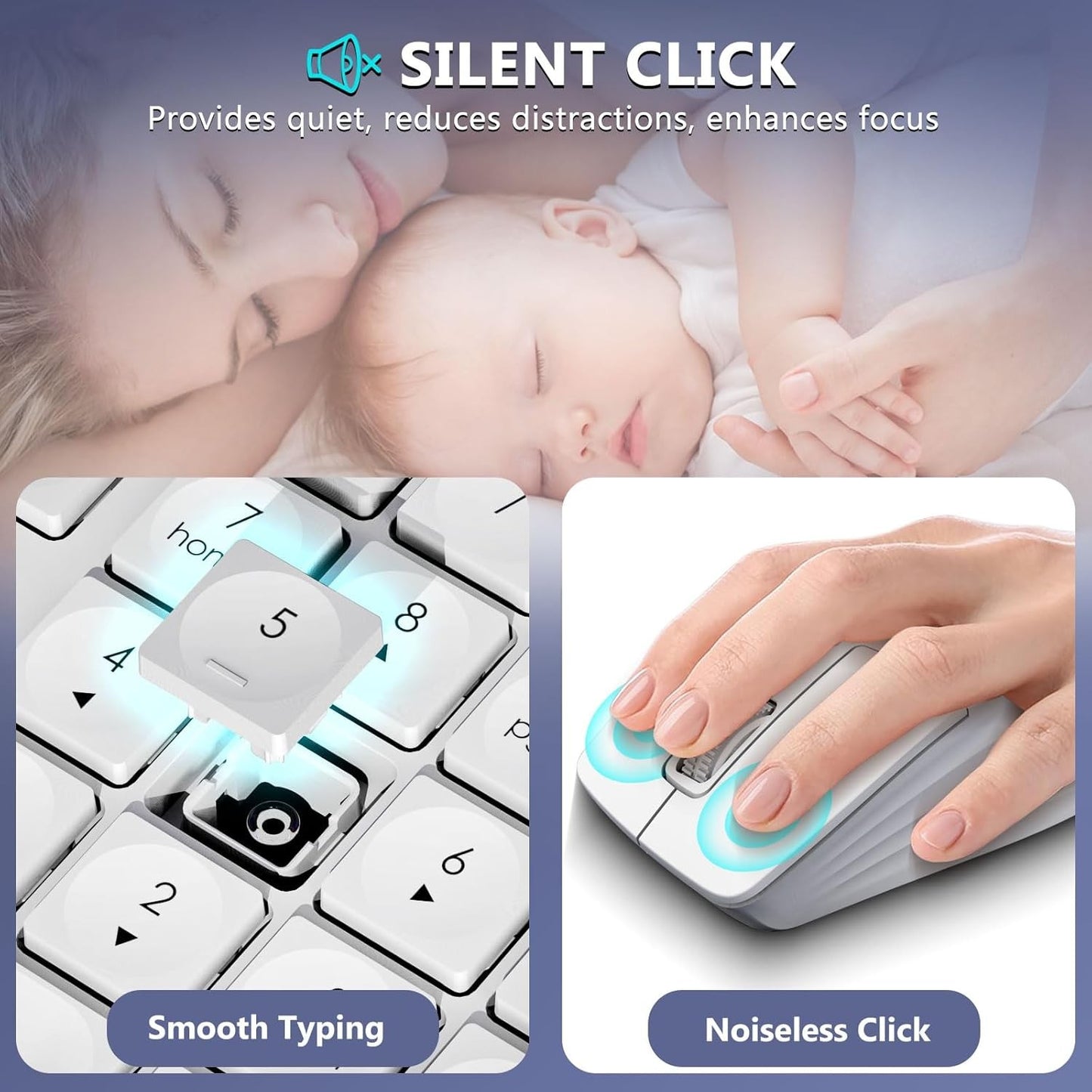 HUO JI CK622 Wireless Ergonomic Low Profile White Keyboard and Mouse Set NEW