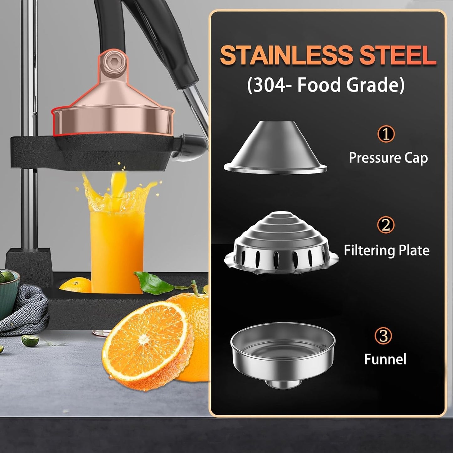 Industrial Durable Cast-Iron Hand Press Manual Citrus Fruit Juicer NEW