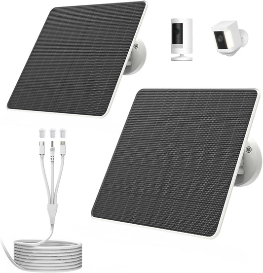 FlexSolar 2Pack 6W Solar Panels for Security Cameras with Adjustable Bracket NEW