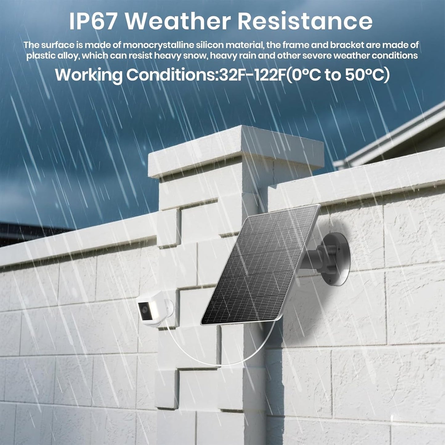 FlexSolar 2Pack 6W Solar Panels for Security Cameras with Adjustable Bracket NEW