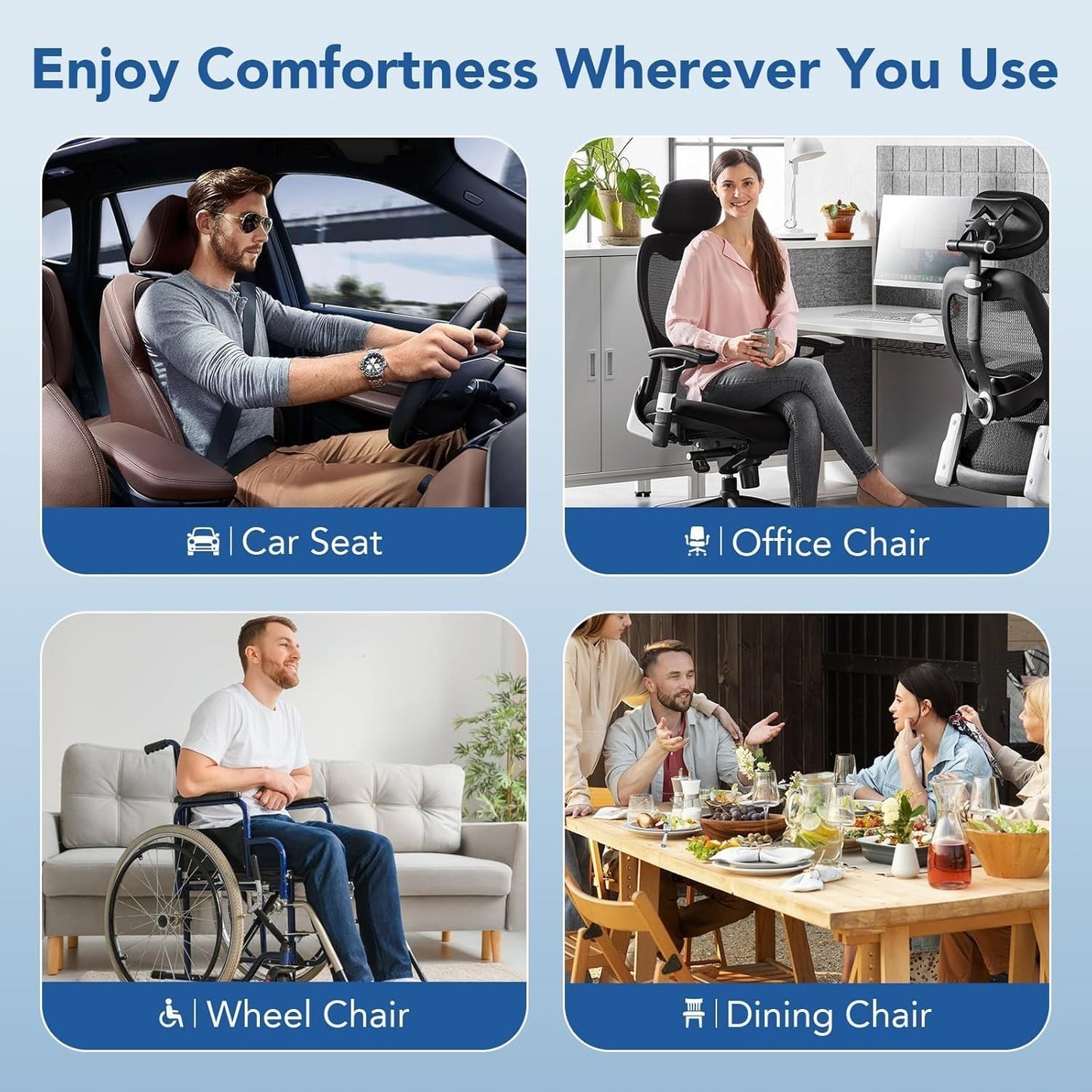 HASA Zone Double Thick Gel Seat Cushion for Car and Office Chair in Grey NEW