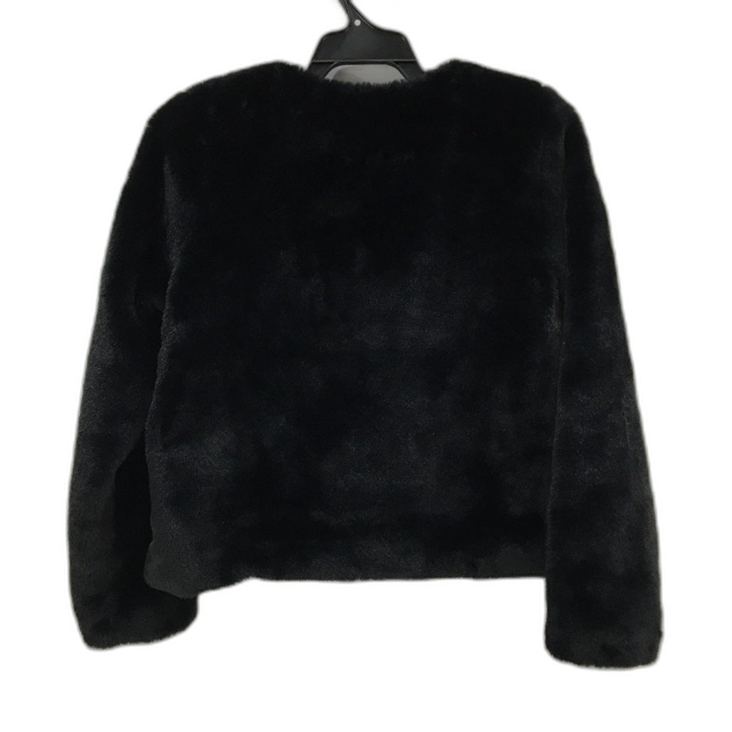 H&M Black Super Soft Black Faux Fur Outer Wear Hook Neck Jacket YOUTH Size 11-12