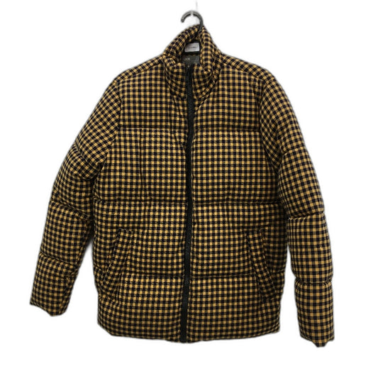 ASOS Navy & Mustard Check Thick Long Puffer Jacket Coat Ladies Size XS