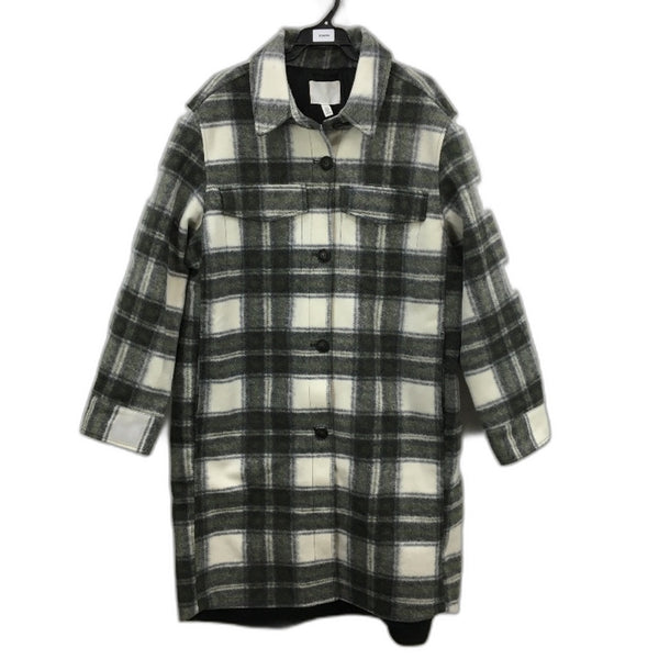 H&M Olive Green & White Recycled Materials Long Check Shacket Ladies Size XL NEW