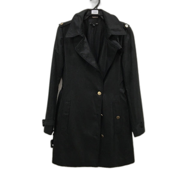 SABA Black Mid Length Single Breasted Belted Trench Style Jacket Coat Size 10