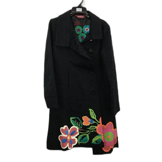 Desigual Black Hand Painted & Embroidered Black Ladies Coat Size 46 Small