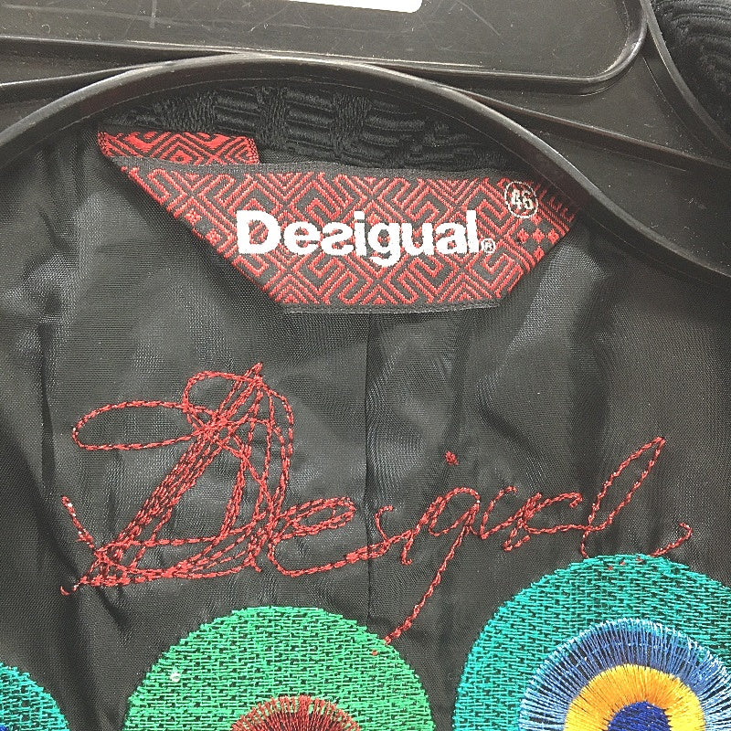 Desigual Black Hand Painted & Embroidered Black Ladies Coat Size 46 Small