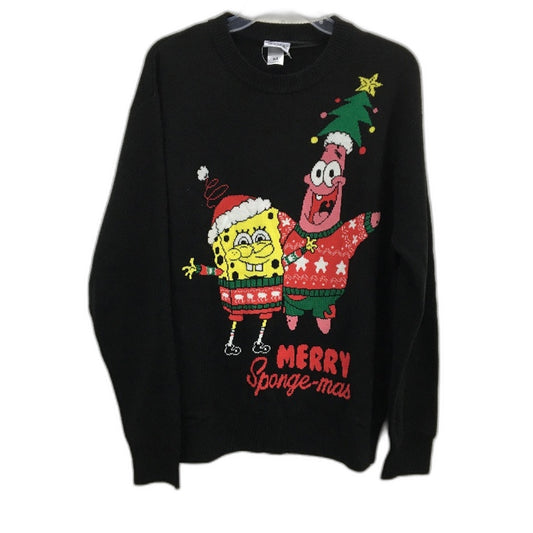 Nickelodeon Spongebob Square Pants Black Knit Sponge-Mas Jumper Mens Size M NEW