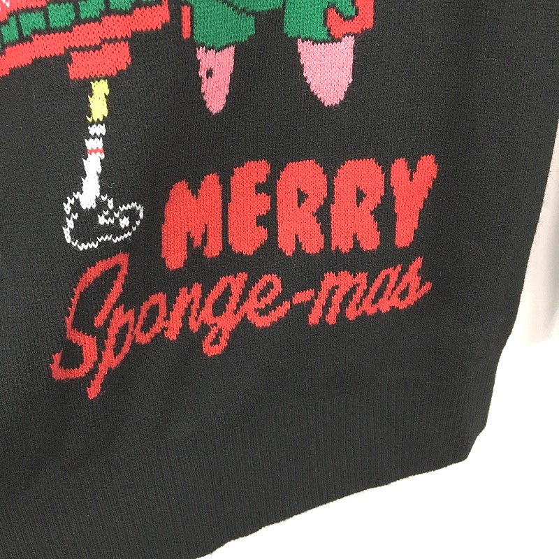 Nickelodeon Spongebob Square Pants Black Knit Sponge-Mas Jumper Mens Size M NEW