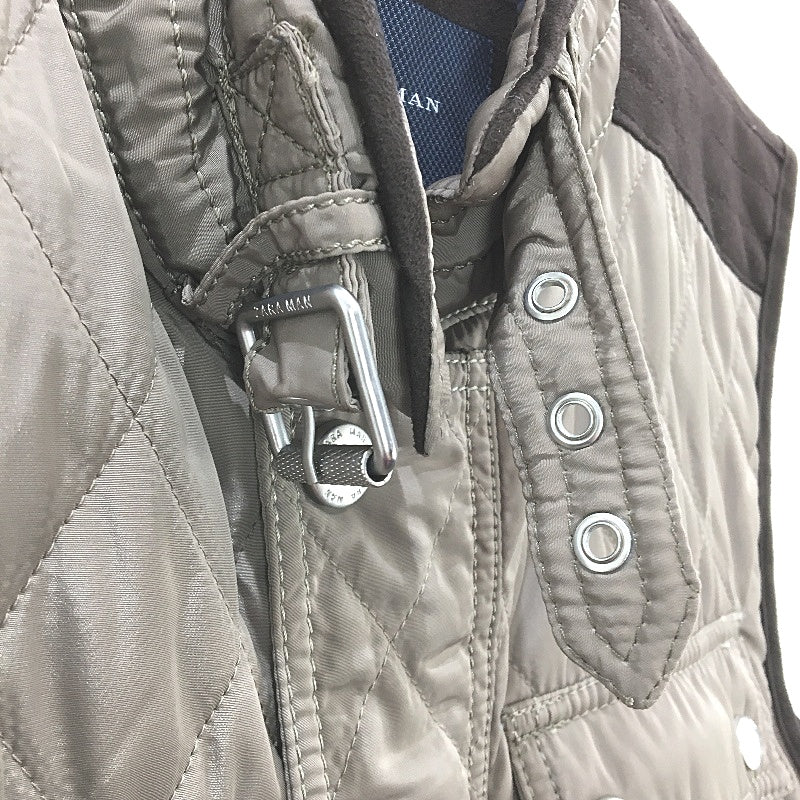 Zara Man Khaki Brown Sleeveless Hunting Style Zip Up Vest Mens Size Large