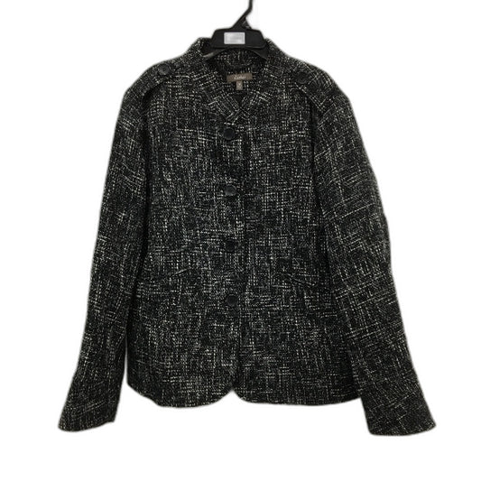 Katies Black With White & Grey Thread Knit Weave Button Up Jacket Ladies Size 20