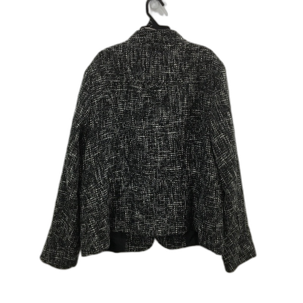 Katies Black With White & Grey Thread Knit Weave Button Up Jacket Ladies Size 20
