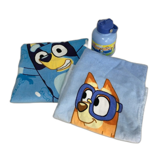 Bluey Beach & Kids Hooded Towel & Metal Drink Bottle 3 Piece Pack NEW
