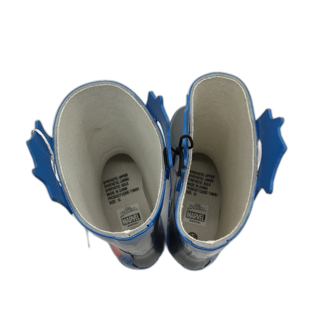 Marvel Spider-Man Grteay RainBoots Kids Size 12 & 2 Blue Drink Bottle Pack NEW
