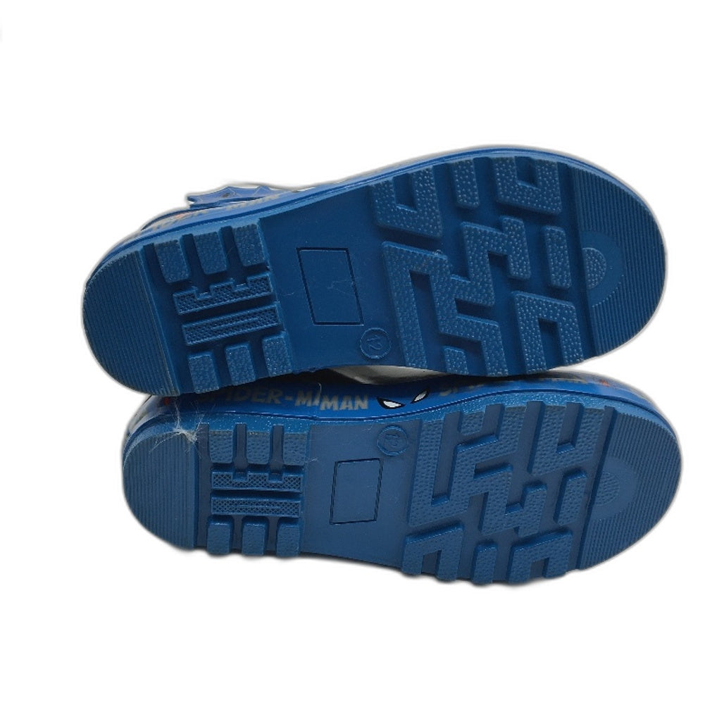 Marvel Spider-Man Grteay RainBoots Kids Size 12 & 2 Blue Drink Bottle Pack NEW