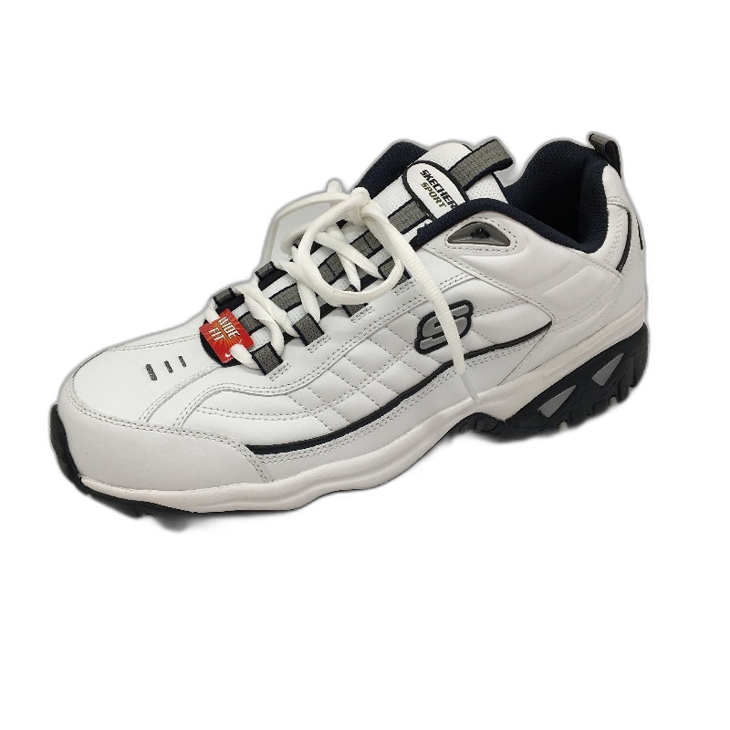 Skechers Sport White Leather After Burn Sneakers Mens WIDE FIT US 13 EU47.5 NEW