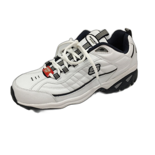 Skechers Sport White Leather After Burn Sneakers Mens WIDE FIT US 13 EU47.5 NEW