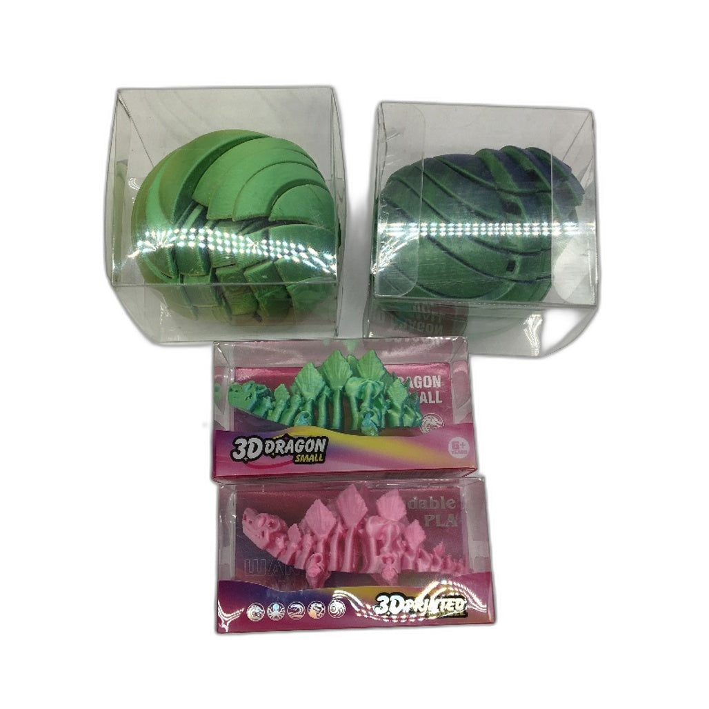 3D Printed Dragon & Fidgets Chromatic Multicoloured Artwork 9 Piece Pack NEW