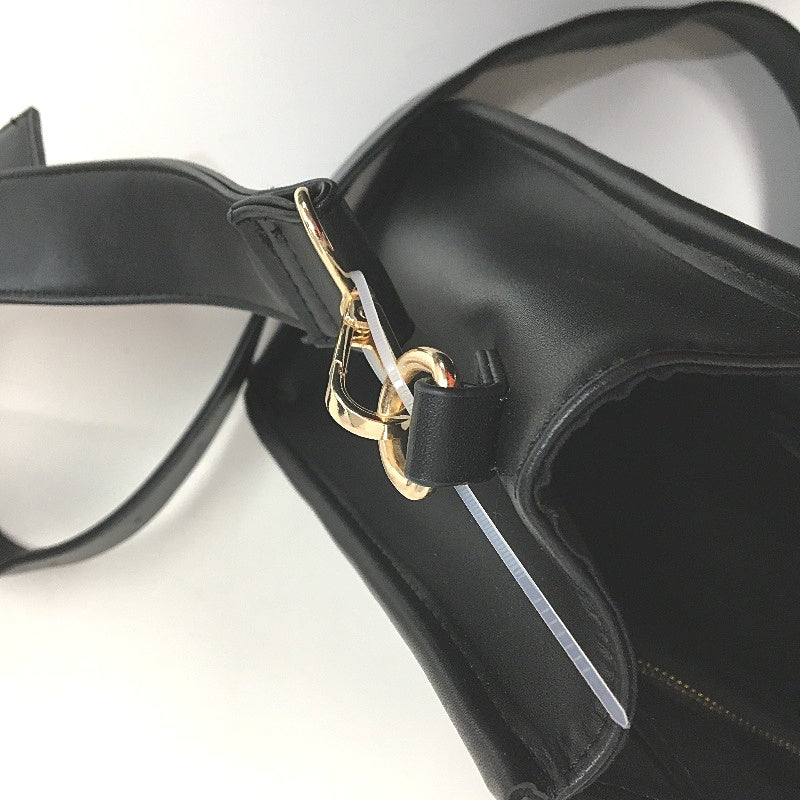 Black Leather Look Work Tote Style Hand Bag With Handles & Shoulder Strap NEW