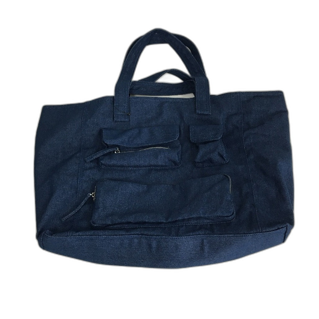 Lightweight Blue Denim Multi Pocket Nappy Bag Large Tote Large Shoulder Bag NEW