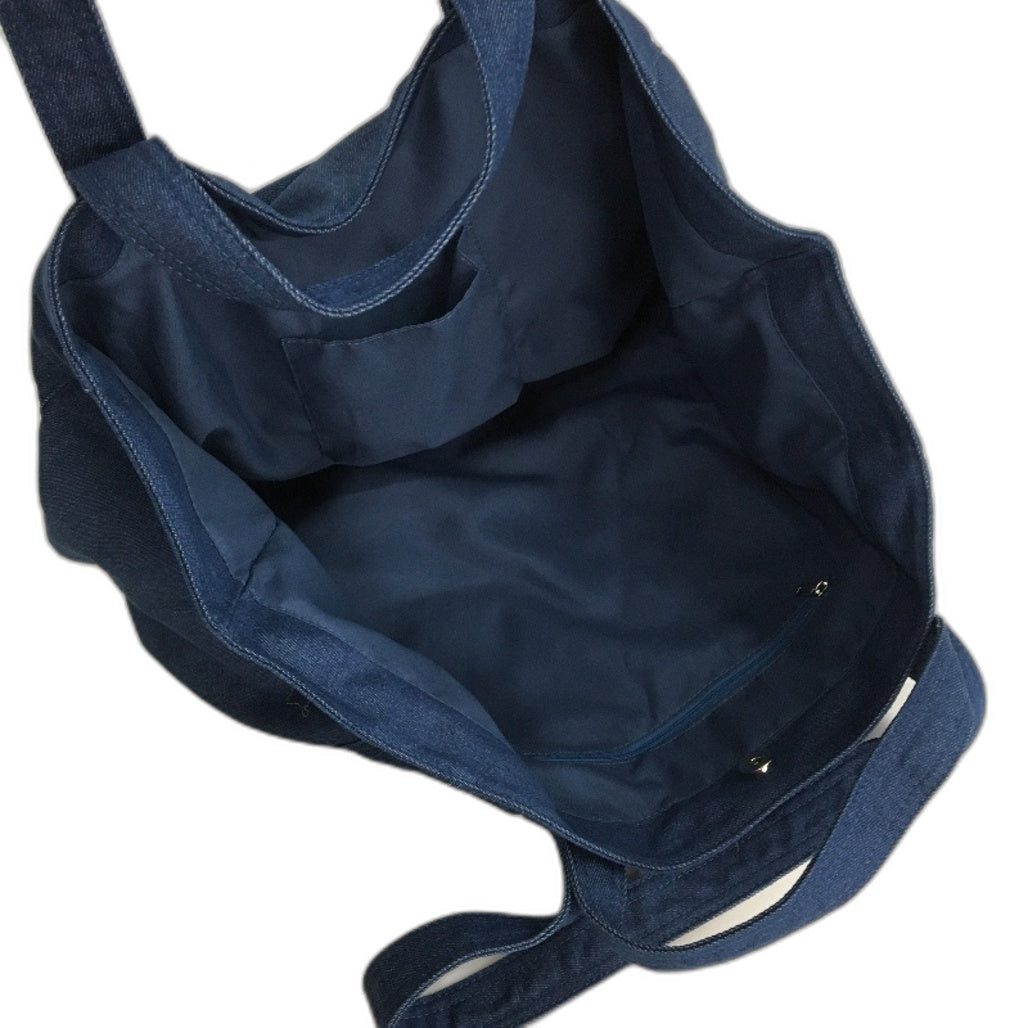 Lightweight Blue Denim Multi Pocket Nappy Bag Large Tote Large Shoulder Bag NEW
