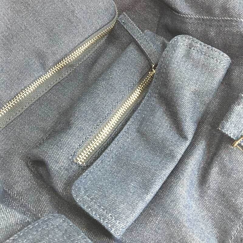 Lightweight Blue Denim Multi Pocket Nappy Bag Large Tote Large Shoulder Bag NEW