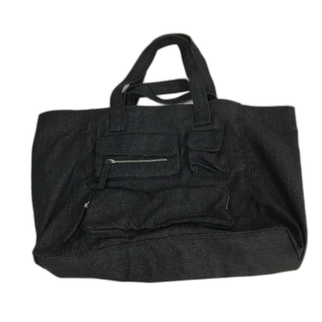Lightweight Black Denim Multi Pocket Nappy Bag Large Tote Large Shoulder Bag NEW