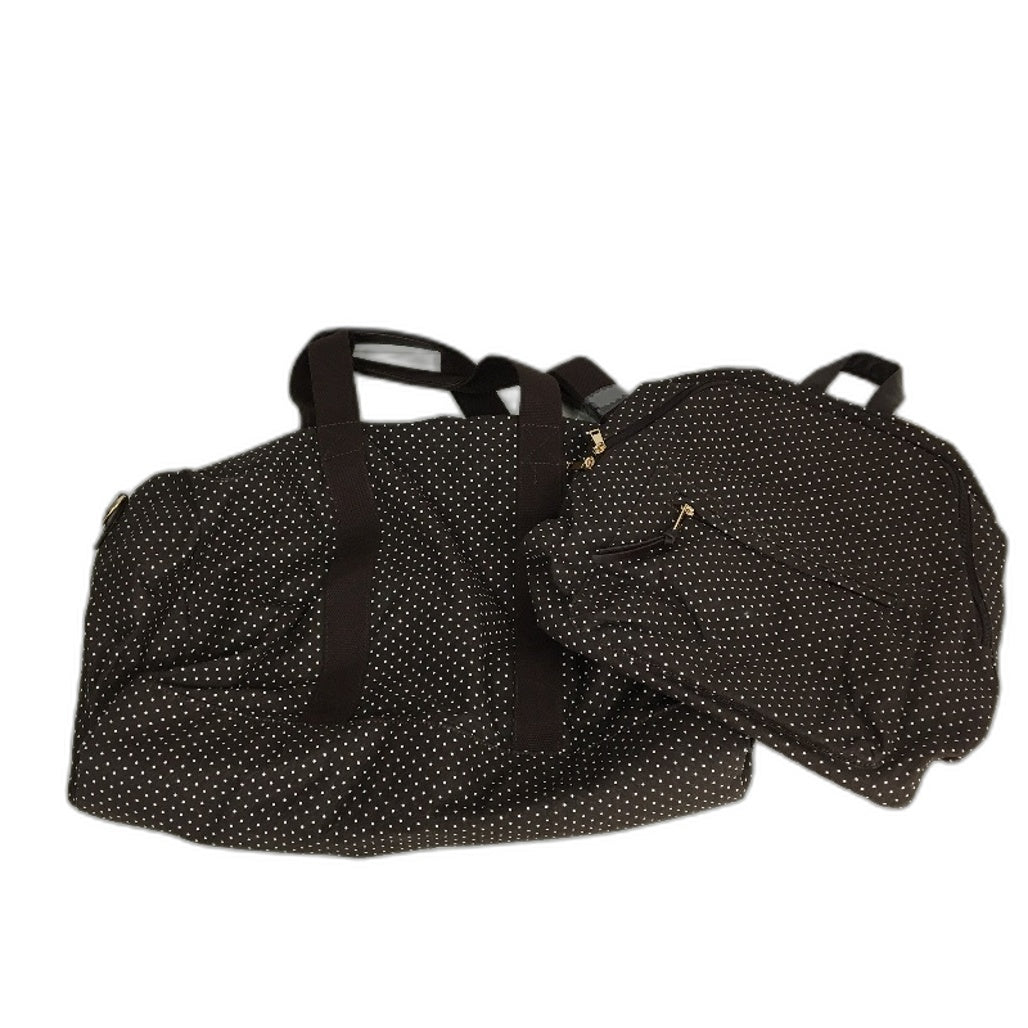 Chocolate Brown White Polka Dot Backpack & Duffle Bag Matching Set NEW