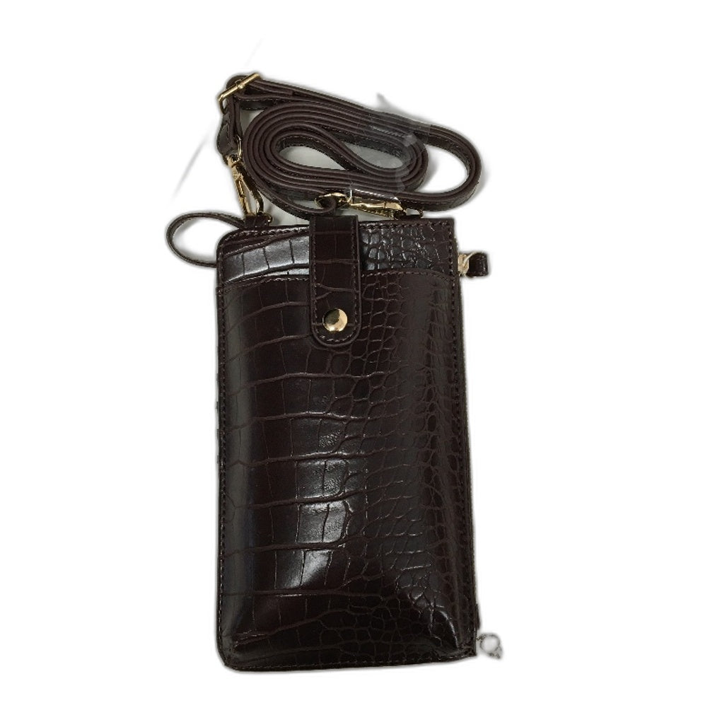 Chocolate Brown Faux Crocodile Leather Large Tote & Phone Bag Matching Set NEW