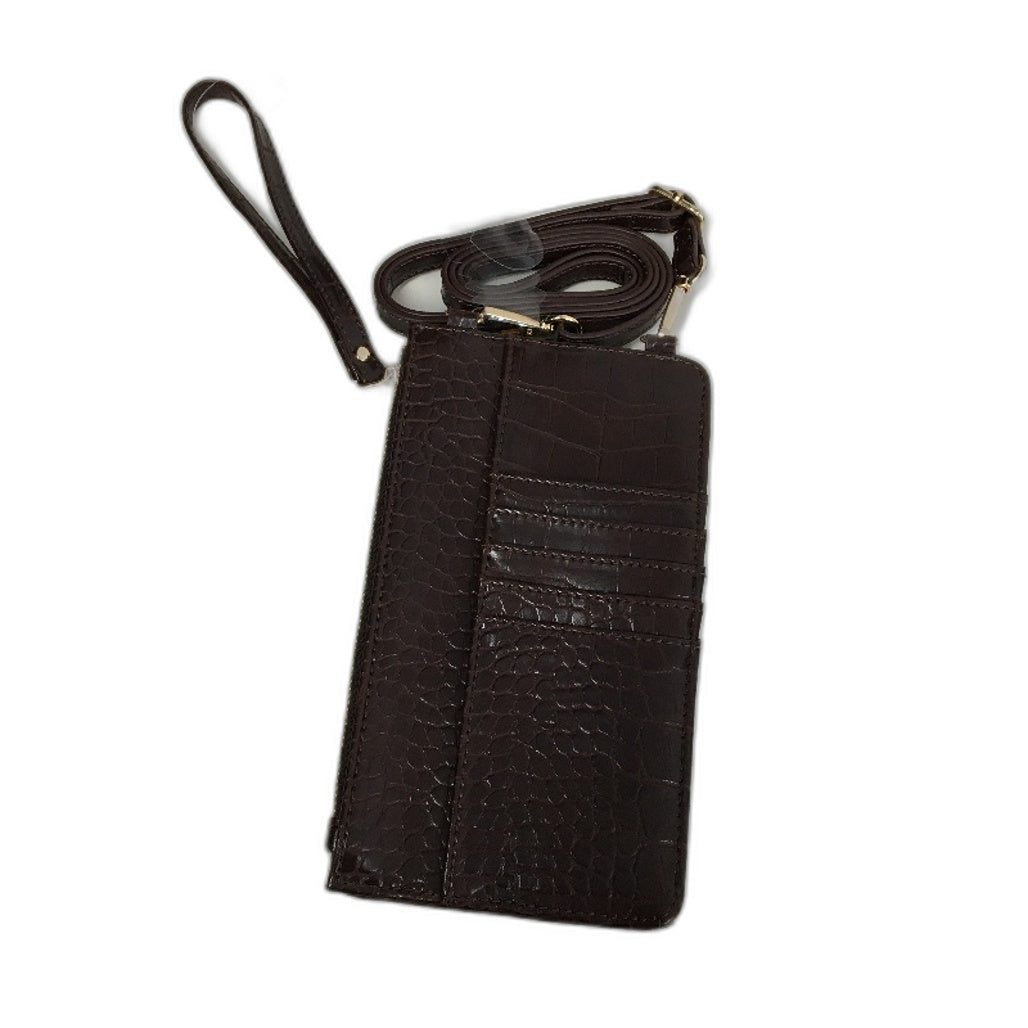 Chocolate Brown Faux Crocodile Leather Large Tote & Phone Bag Matching Set NEW