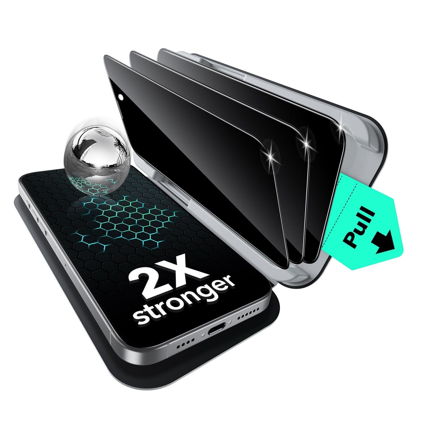 ESR 3 Pack Privacy Screen Protectors for iPhone 16e 14 13 Pro