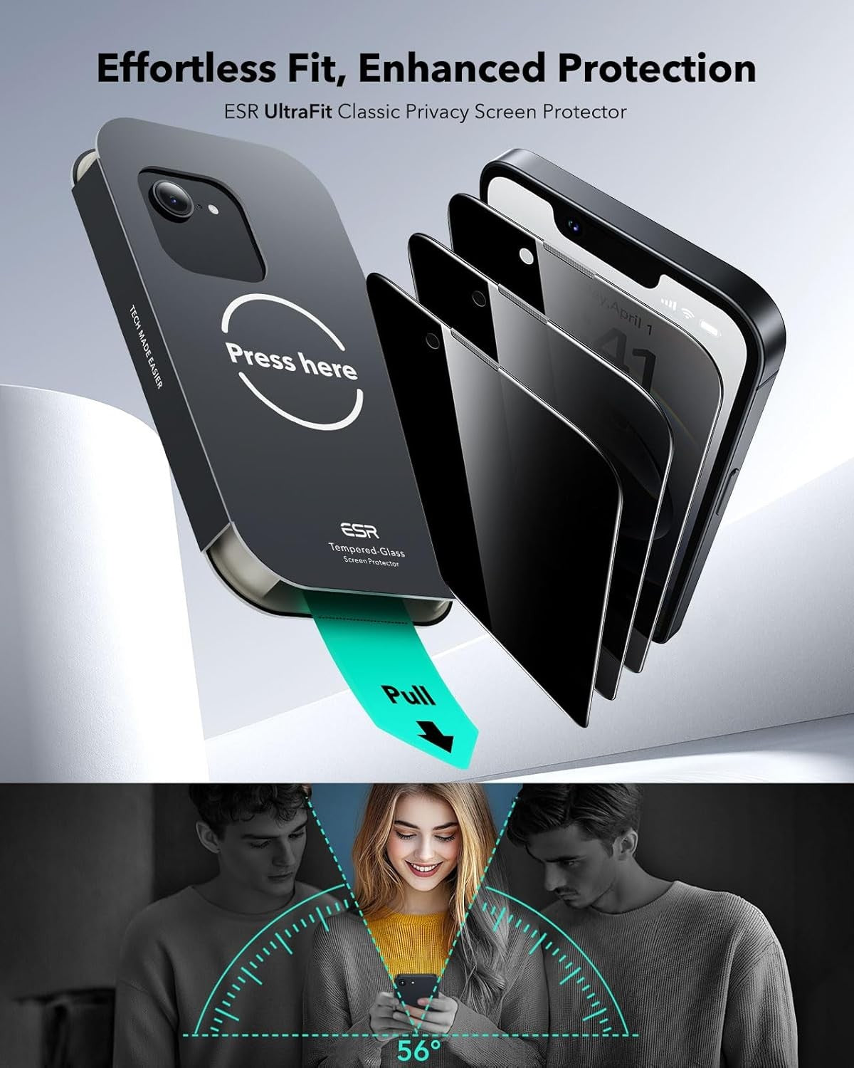 ESR 3 Pack Privacy Screen Protectors for iPhone 16e 14 13 Pro