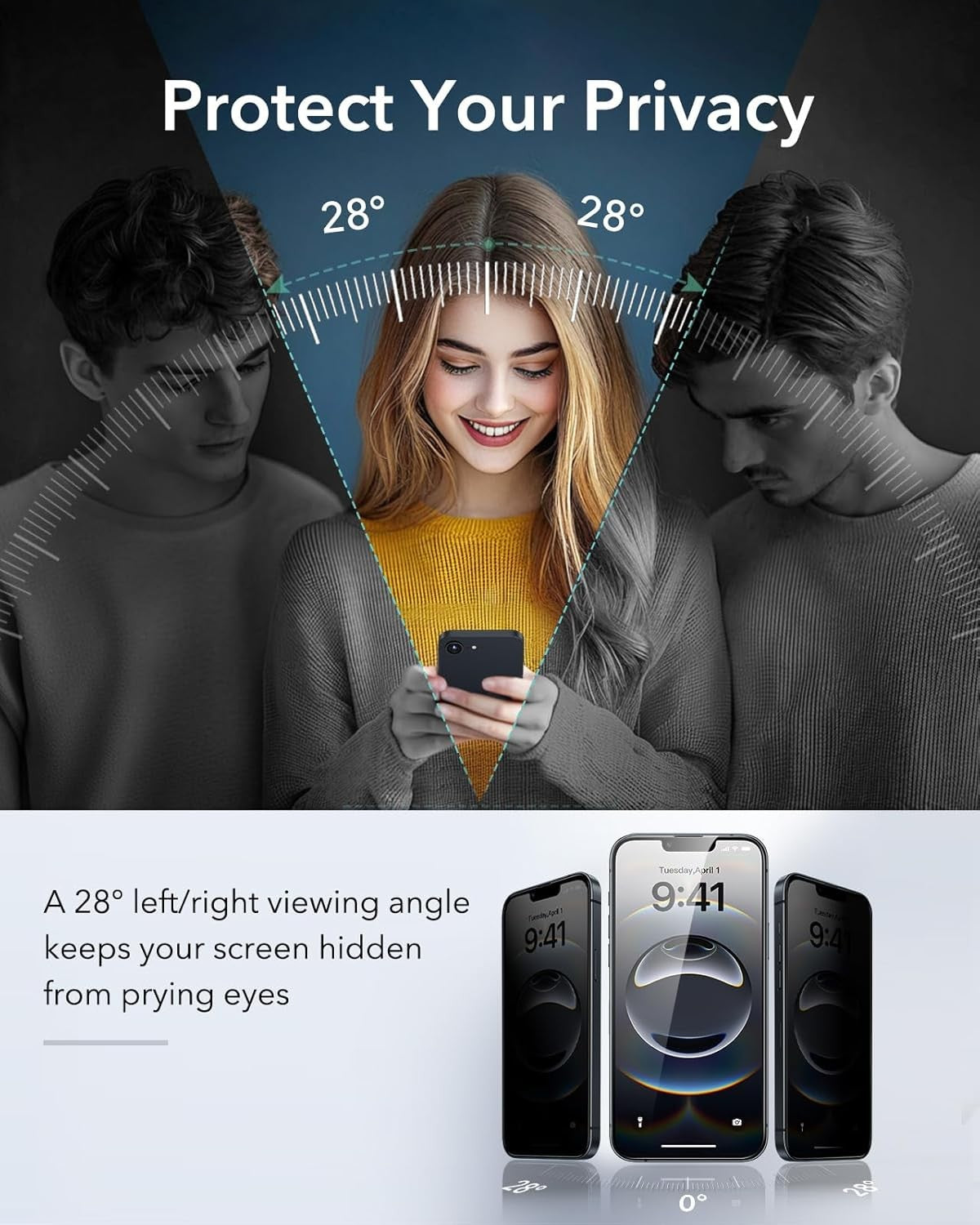 ESR 3 Pack Privacy Screen Protectors for iPhone 16e 14 13 Pro