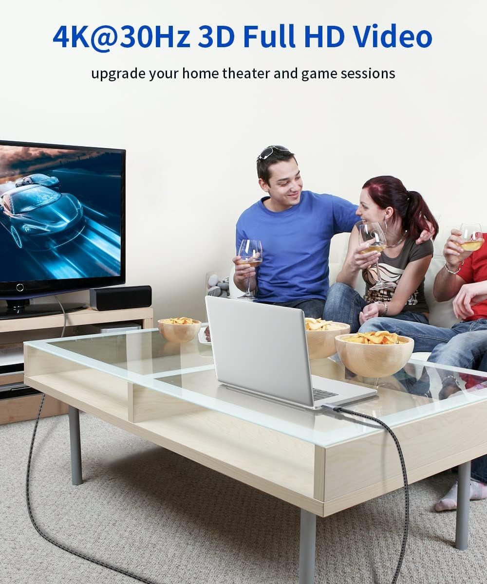 JSAUX 4K DisplayPort to HDMI Cable Adapter 2M for UHD Video