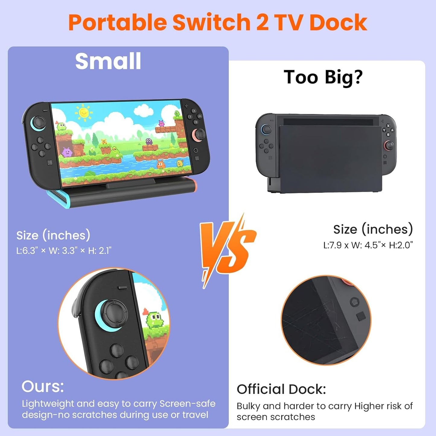 Rocketek Switch 2 Dock Station Portable TV for Nintendo AU