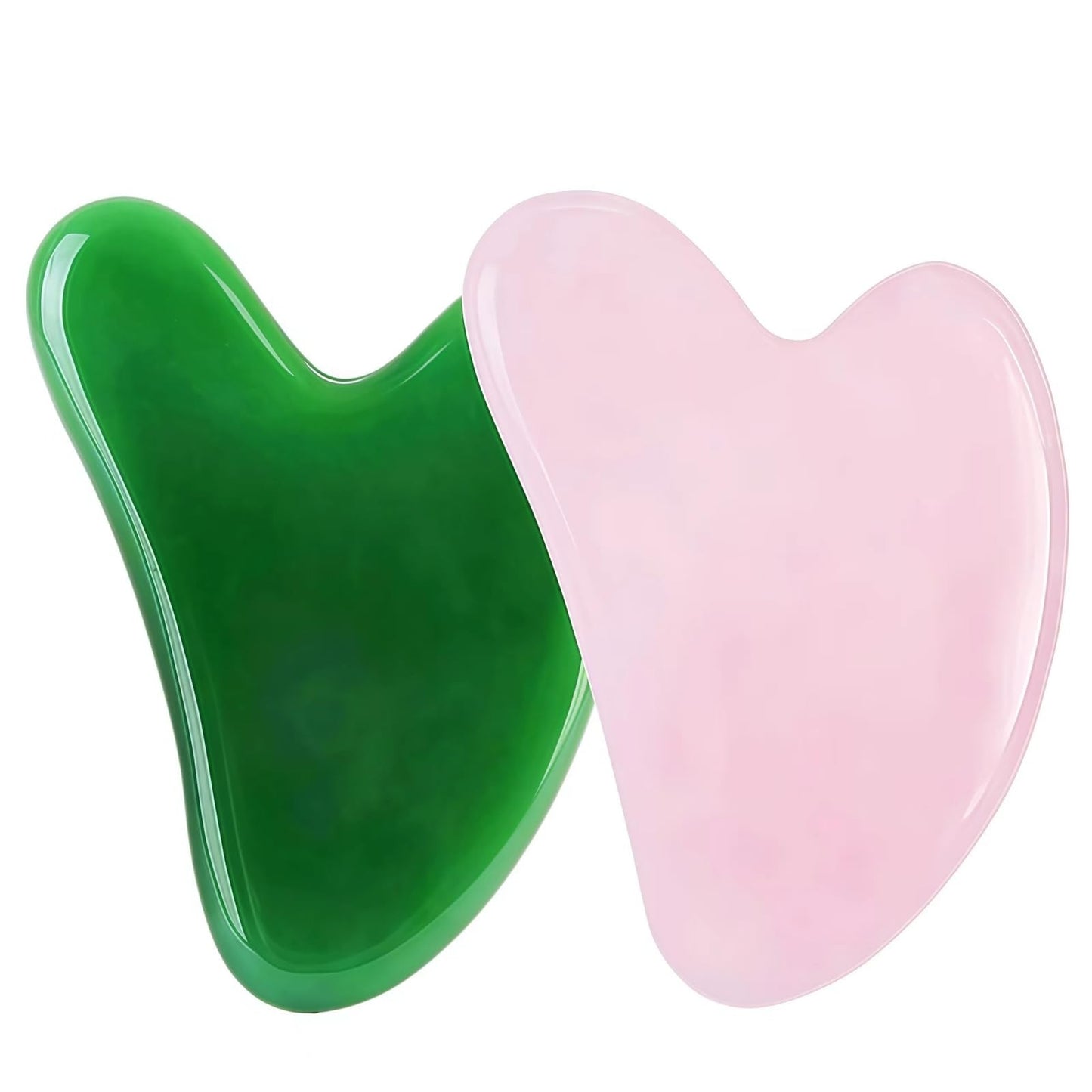 Lgqsunfa Gua Sha Facial Massage Tools Set with Pink Jade & Green Stone