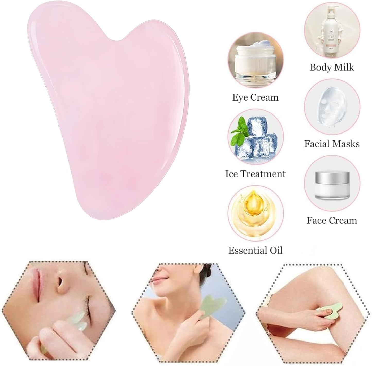 Lgqsunfa Gua Sha Facial Massage Tools Set with Pink Jade & Green Stone