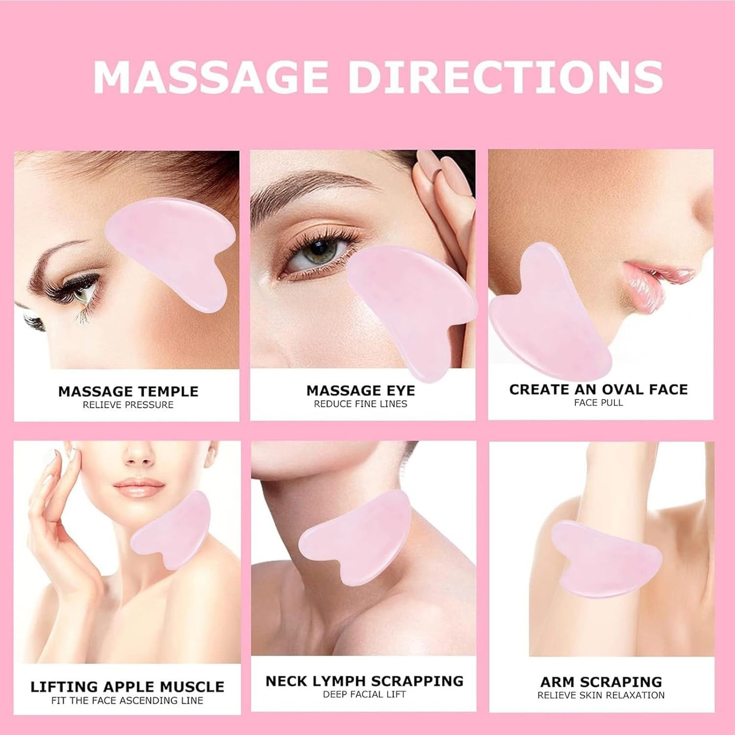 Lgqsunfa Gua Sha Facial Massage Tools Set with Pink Jade & Green Stone