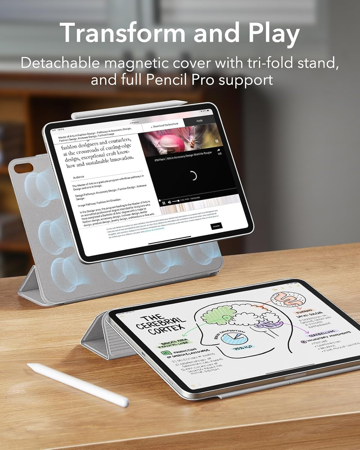 ESR iPad Air 11 Inch Case with Magnetic Attachment Slim Trifold Stand