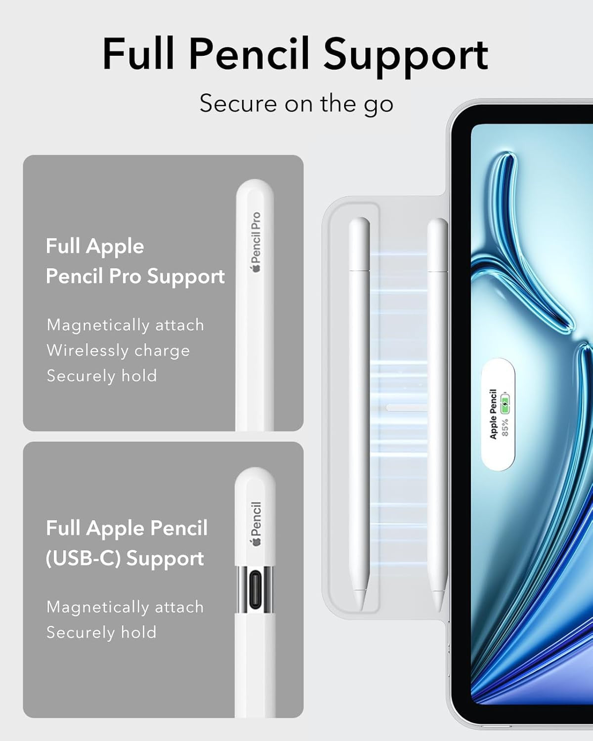 ESR iPad Air 11 Inch Case with Magnetic Attachment Slim Trifold Stand