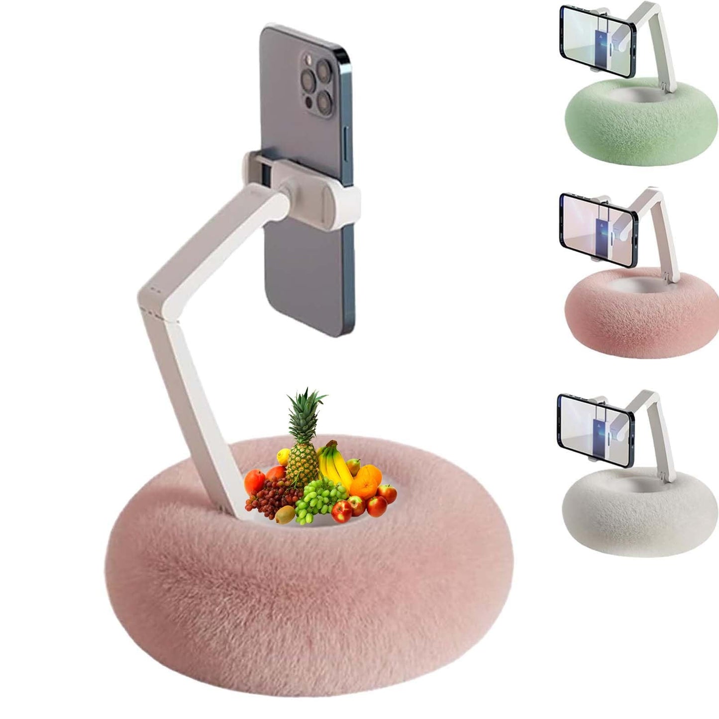 Generic Phone Pillow Stand for Reading Adjustable Cute Fuzzy Bowl