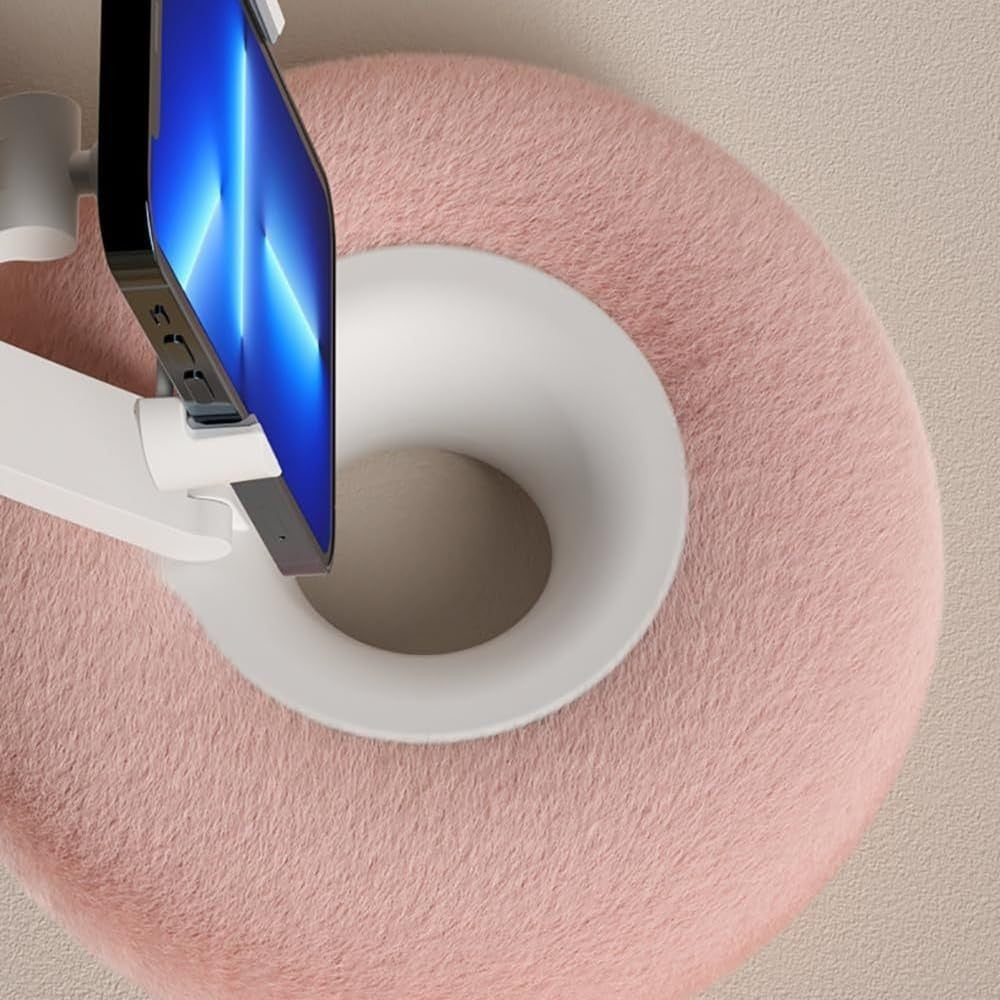 Generic Phone Pillow Stand for Reading Adjustable Cute Fuzzy Bowl