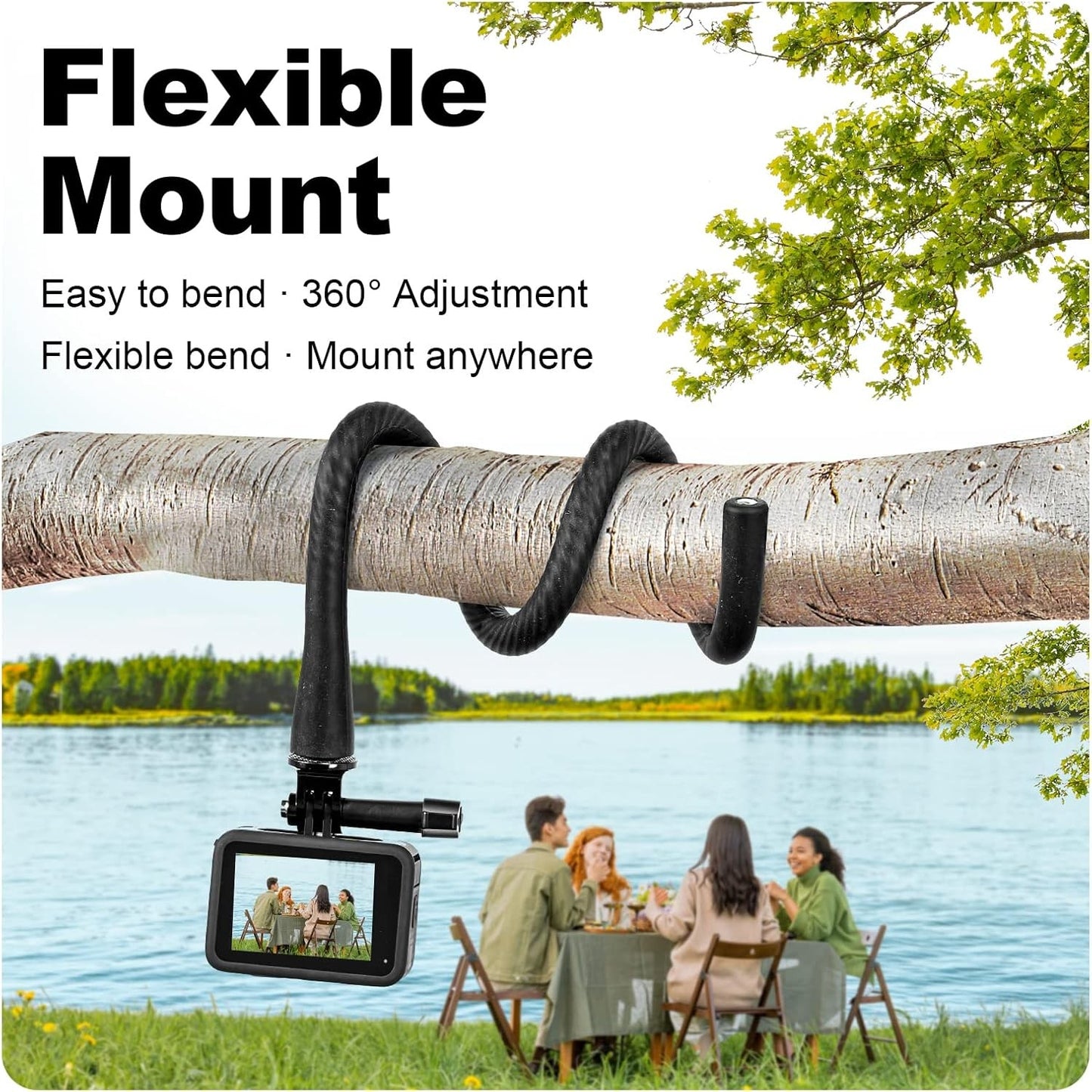 TELESIN Flexible Mount Clamp Selfie Stick for GoPro & Insta360