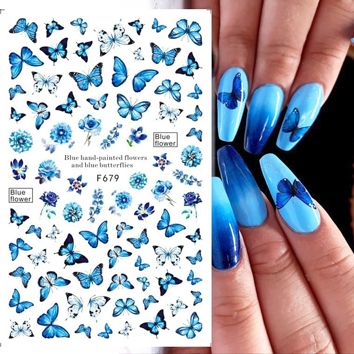 Mecus Butterfly Nail Art Stickers for Manicure Decorations 8 Sheets