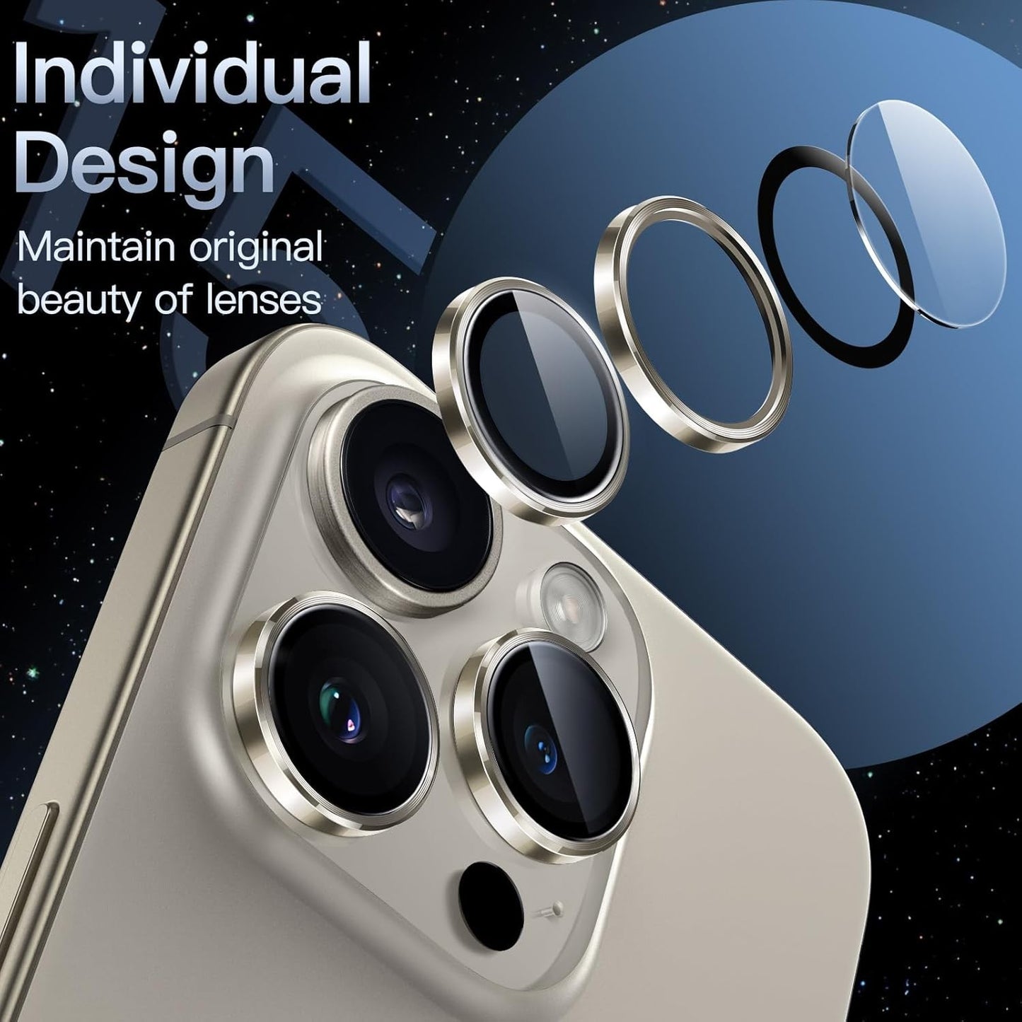 JETech Camera Lens Protector for iPhone 15 Pro Max 6.7" HD Clear