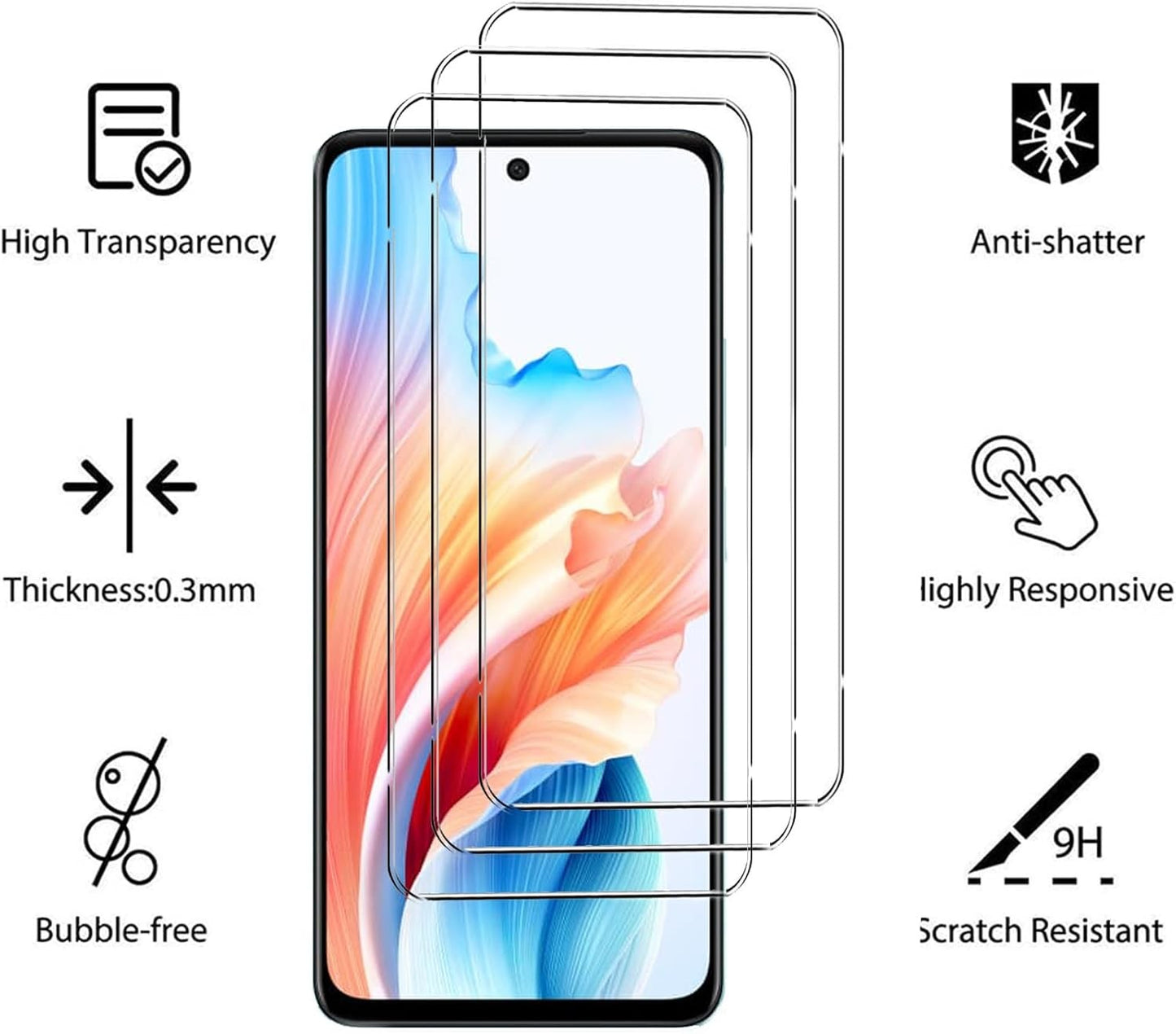 HEYUS HD Clear Screen Protector and Camera Lens for OPPO A79 5G